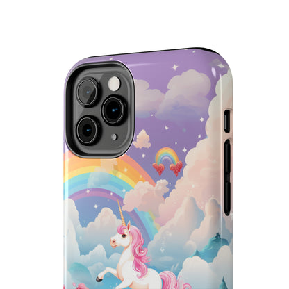 Introducing the "Floral Enchantment" Cell Phone Case – Embrace Your Imagination with a Unicorn in a Field of Flowers -Tough Phone Cases