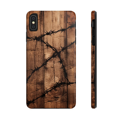 "Elegant Barb Wire on Wood" Embrace Rustic Style -Tough Phone Cases