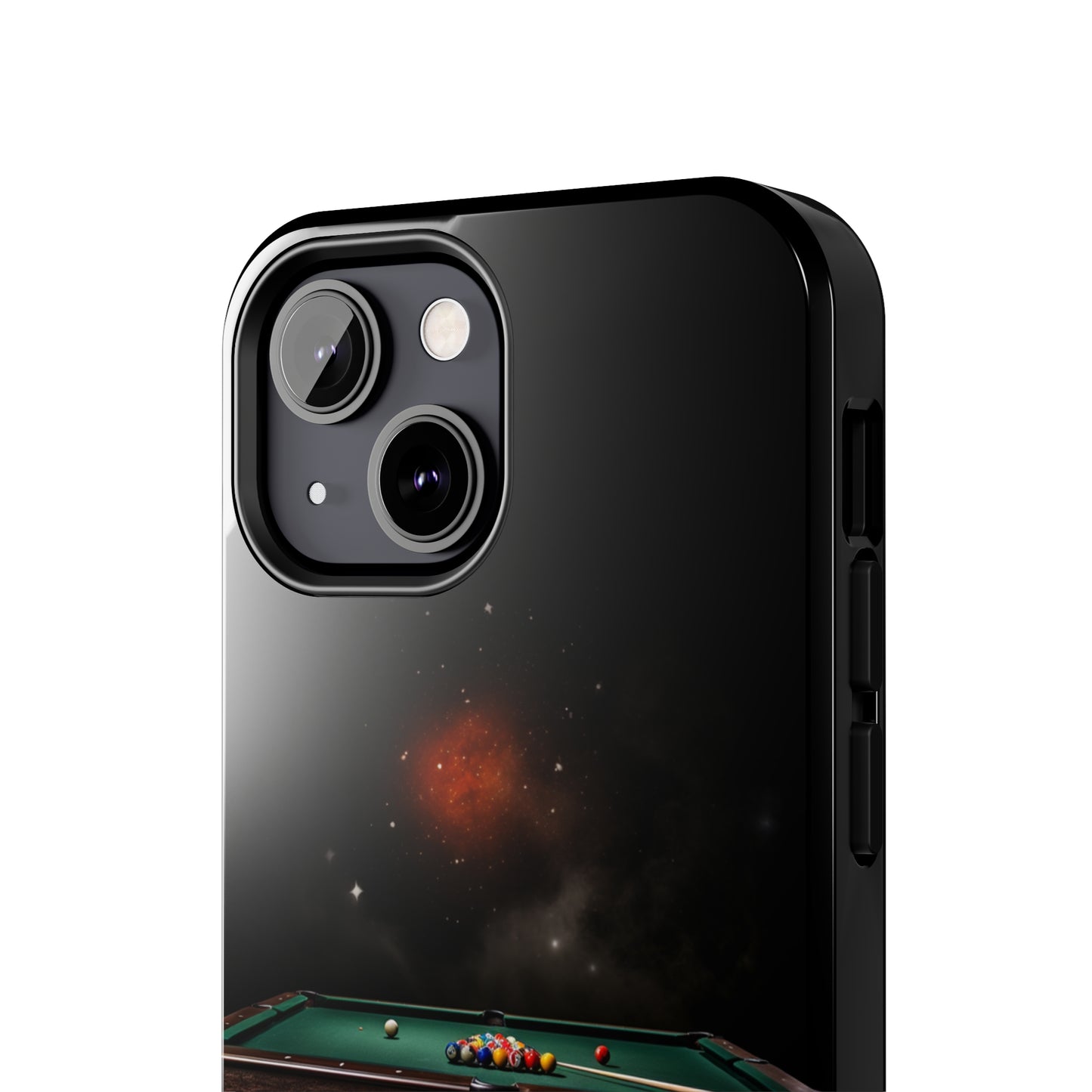 "Rack 'Em Up in Style: Pool Table-Themed Phone Case with Space Background" -Tough Phone Cases