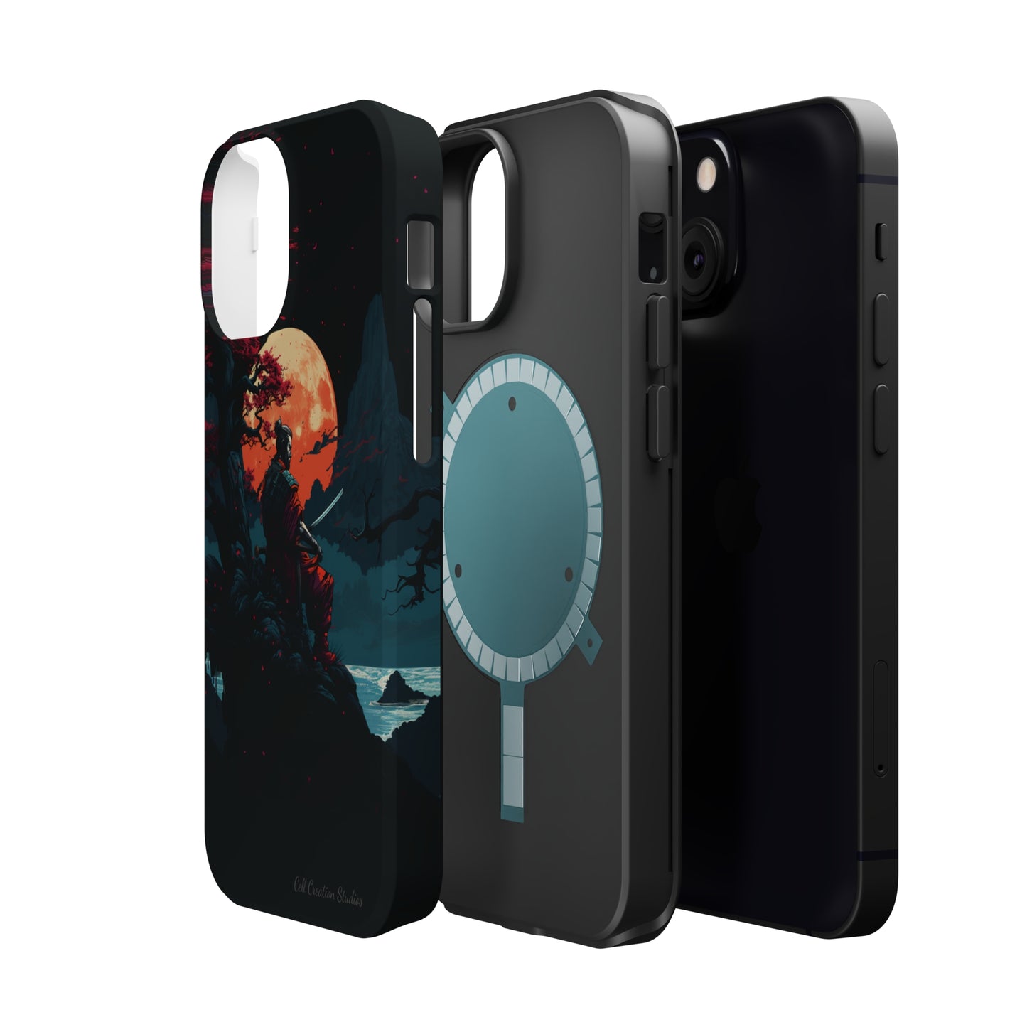 Introducing the "Moonlit Samurai Serenity" Cell Phone Case – Embrace Elegance and Strength -MagSafe Tough Cases