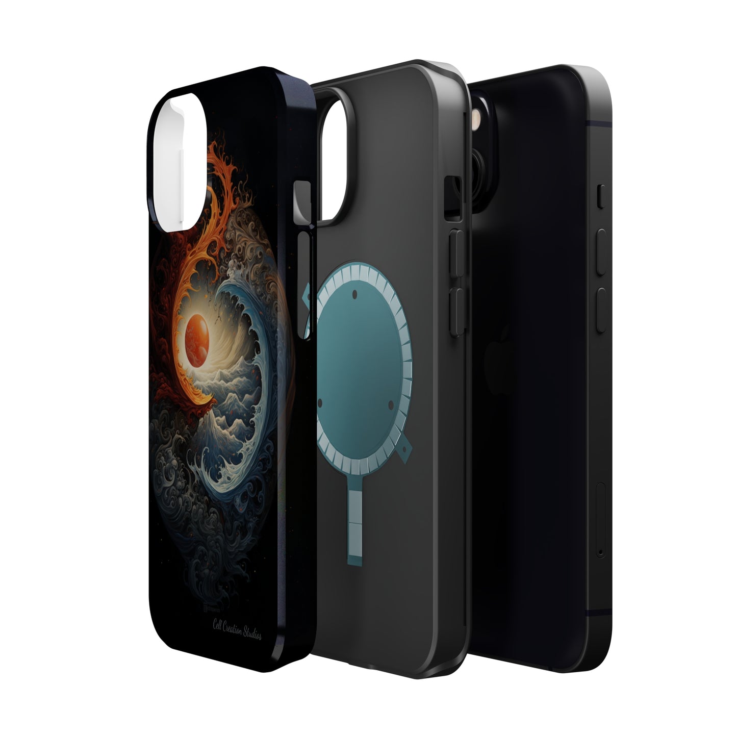 "Dual Elements Clash: Fire and Water Abstract" Phone Case -MagSafe Tough Cases