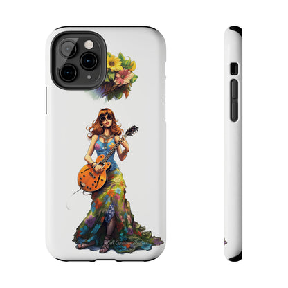 Introducing the "Hippie Chick Groove" Cell Phone Case – Retro Vibes and Musical Delight -Tough Phone Cases