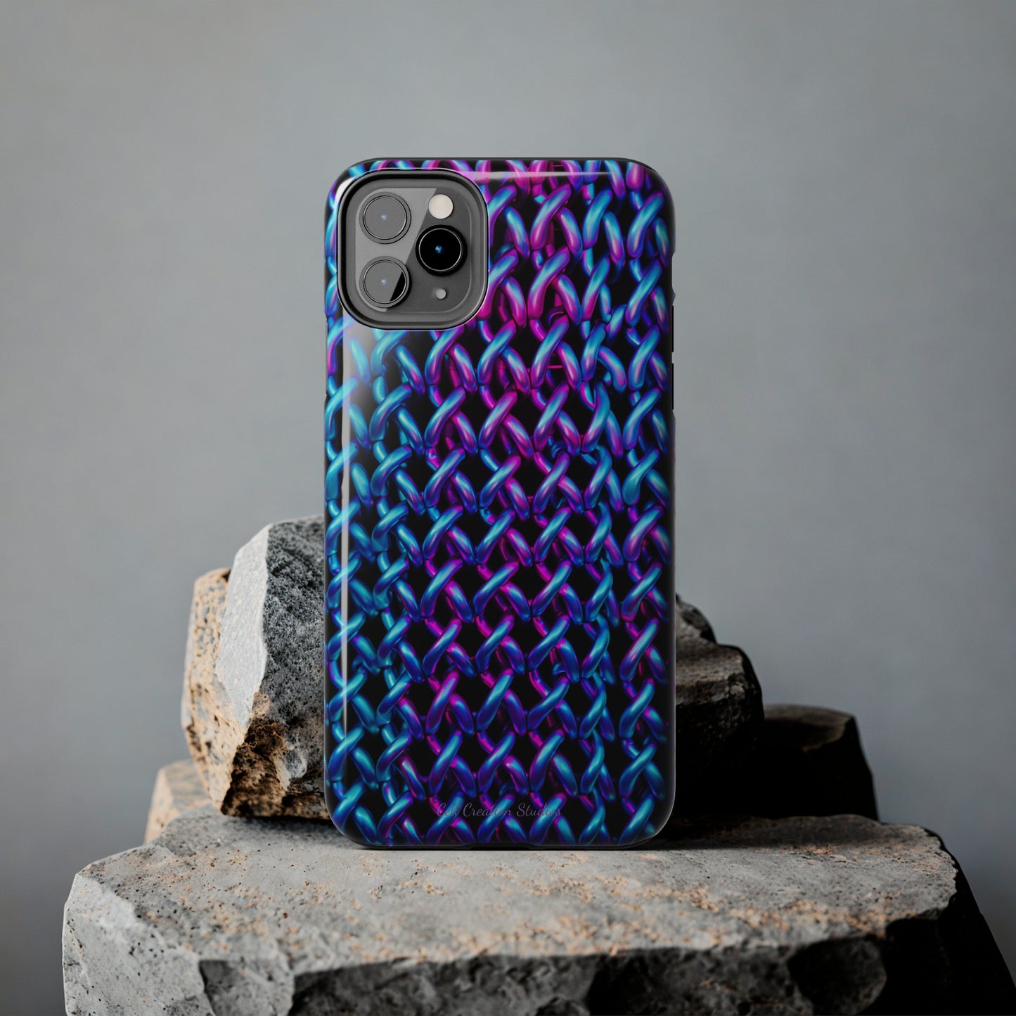 Introducing the "Neon Chainlink Glow" Cell Phone Case – Illuminate Your Style with Vibrant Chain Pattern Design -Tough Phone Cases