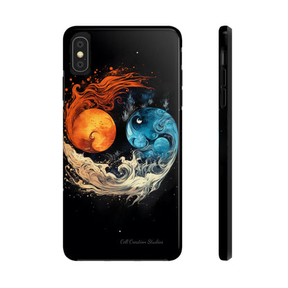 "Harmony in Contrast: Orange and Blue Yin and Yang Phone Case" -Tough Phone Cases