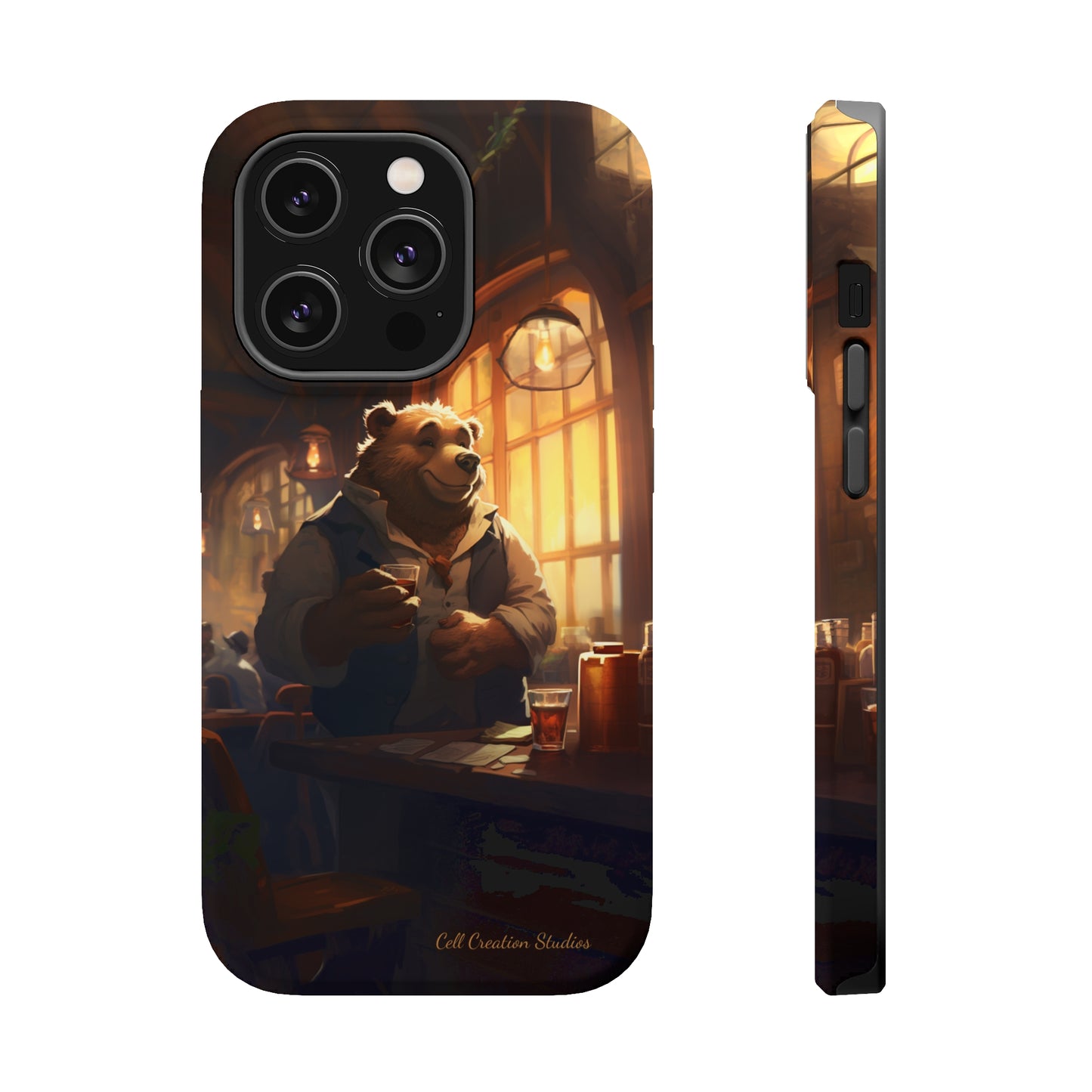 Introducing the "Bar-Hopping Bear" Cell Phone Case – Unleash Your Wild Side -MagSafe Tough Cases