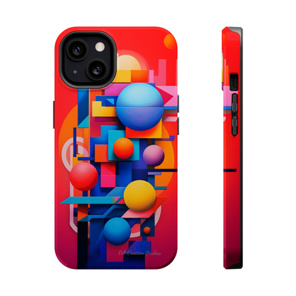 The "Geometric Red Background" Cell Phone Case- Upgrade Your Phone's Aesthetics -MagSafe Tough Cases