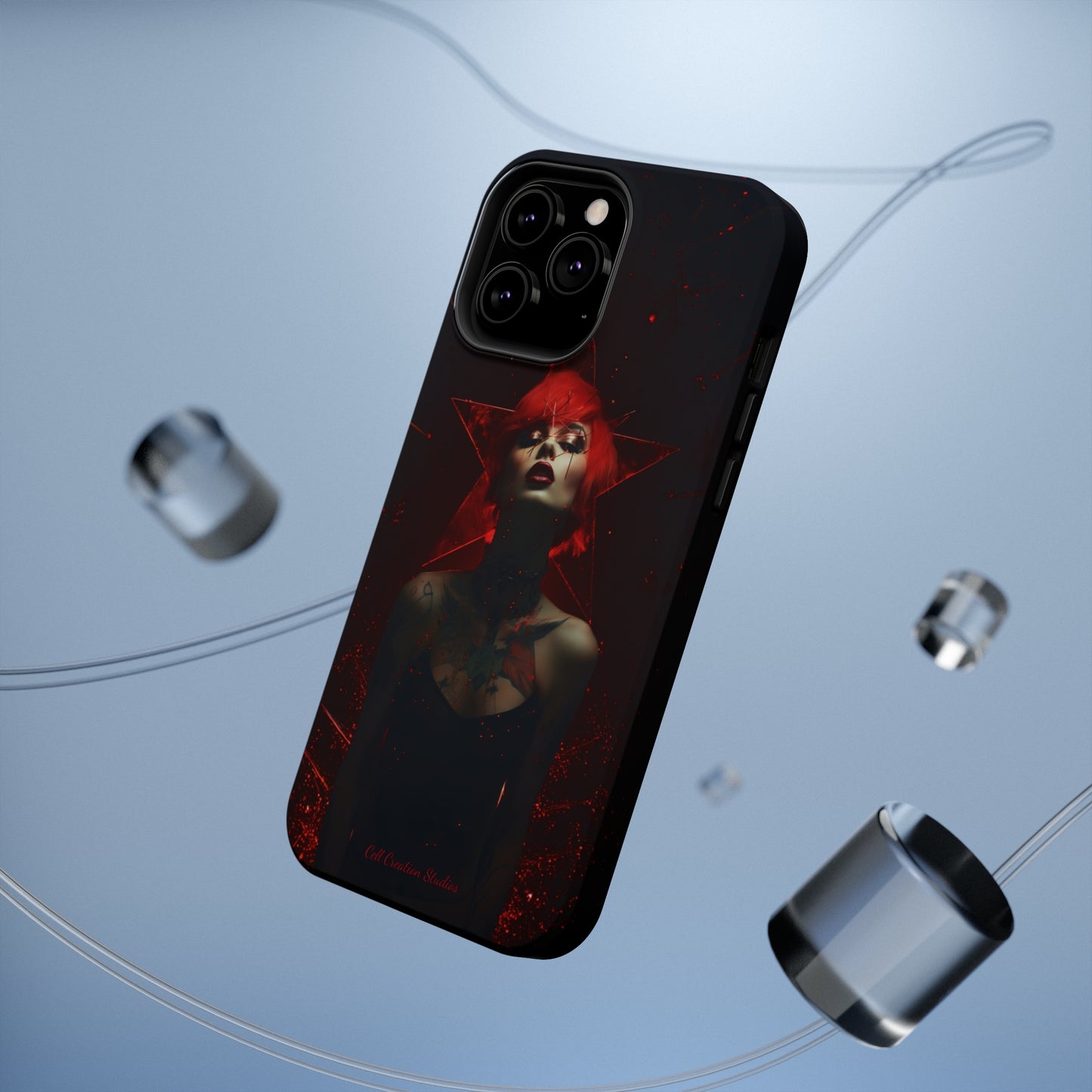 Introducing the "Inked Flame" Cell Phone Case – Embrace Fiery Elegance with a Tattooed Red-Headed Beauty -MagSafe Tough Cases