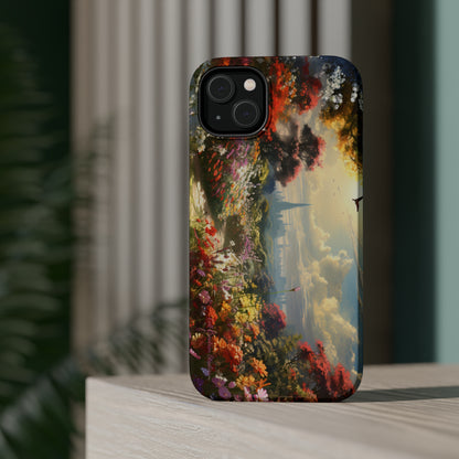 Introducing the "Floral Haven" Cell Phone Case – Where Nature and Urban Marvels Converge! -MagSafe Tough Cases