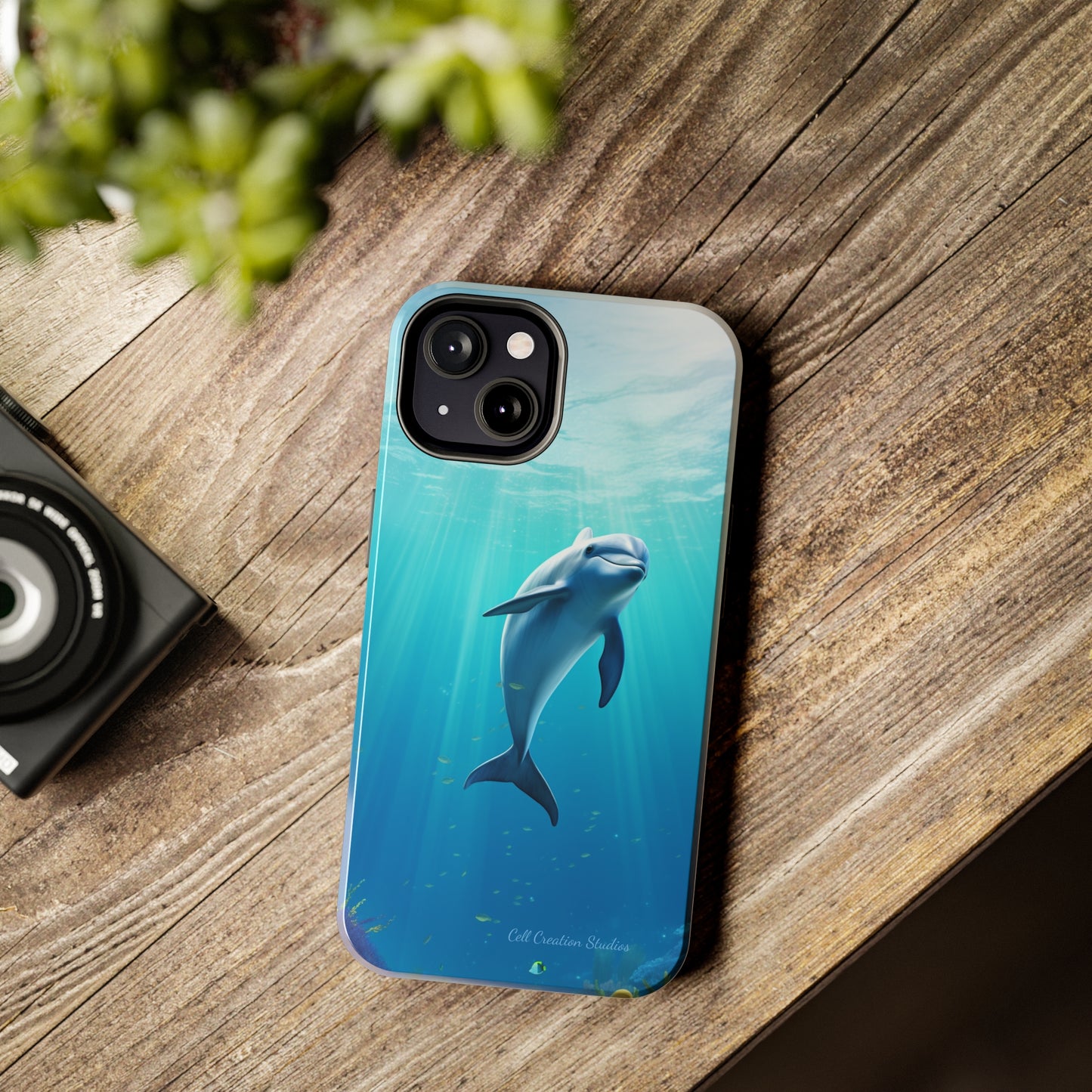 Introducing the "Dolphin Serenity" Cell Phone Case – Dive into Tranquility with a Graceful Dolphin -Tough Phone Cases