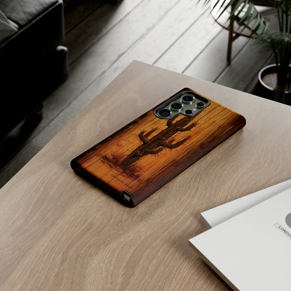 "Cactus Burnt Wood Phone Case" -Tough Cases