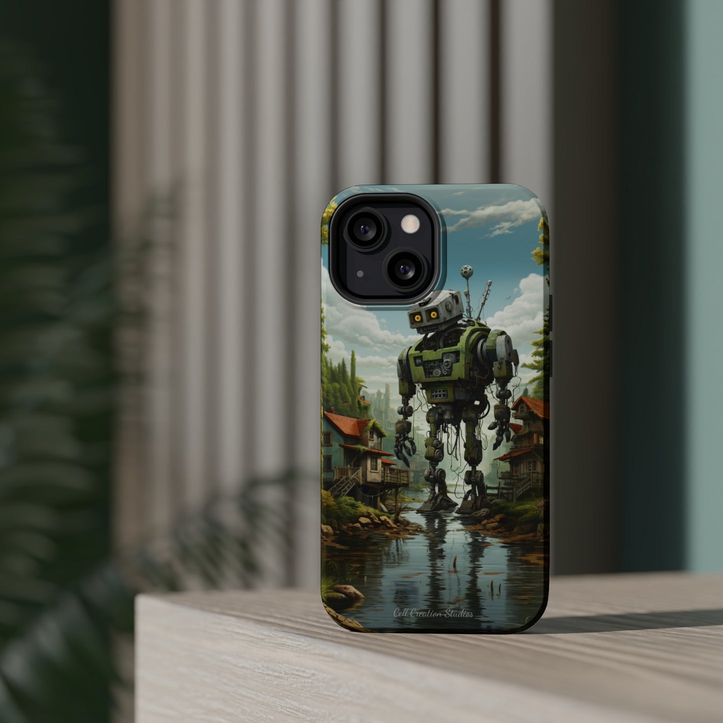 Introducing the "Robo-Rescue" Cell Phone Case – Witness a Heartwarming Scene of Robot Seeking Assistance -MagSafe Tough Cases