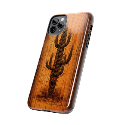 "Cactus Burnt Wood" Phone Case -Tough Phone Cases