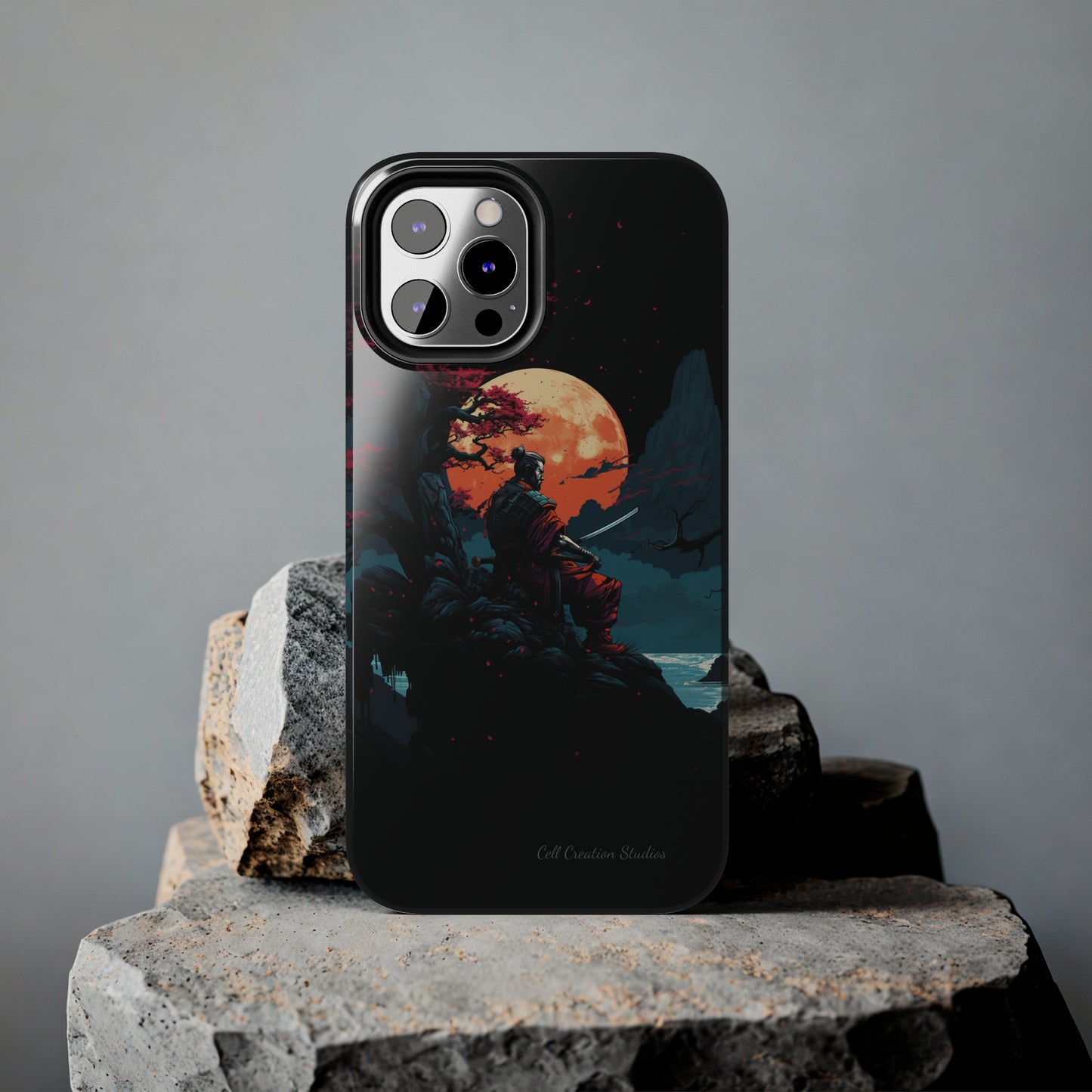 Introducing the "Moonlit Samurai Serenity" Cell Phone Case – Embrace Elegance and Strength -Tough Phone Cases