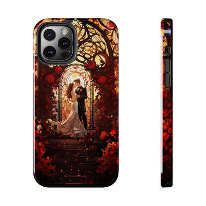 Introducing the "Stained Glass Love" Cell Phone Case – Capture the Romance of a Couple in Front of a Stained Glass Window -Tough Phone Cases