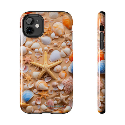 "Seaside Serenity Phone Case: Starfish and Seashells" -Tough Phone Cases