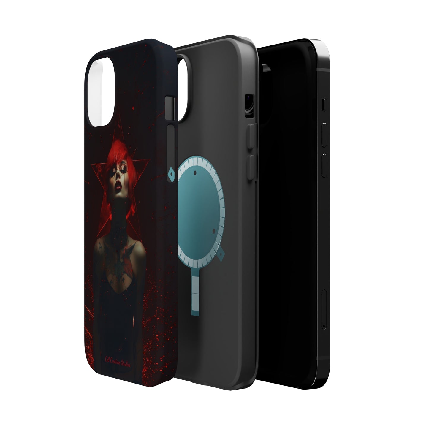 Introducing the "Inked Flame" Cell Phone Case – Embrace Fiery Elegance with a Tattooed Red-Headed Beauty -MagSafe Tough Cases