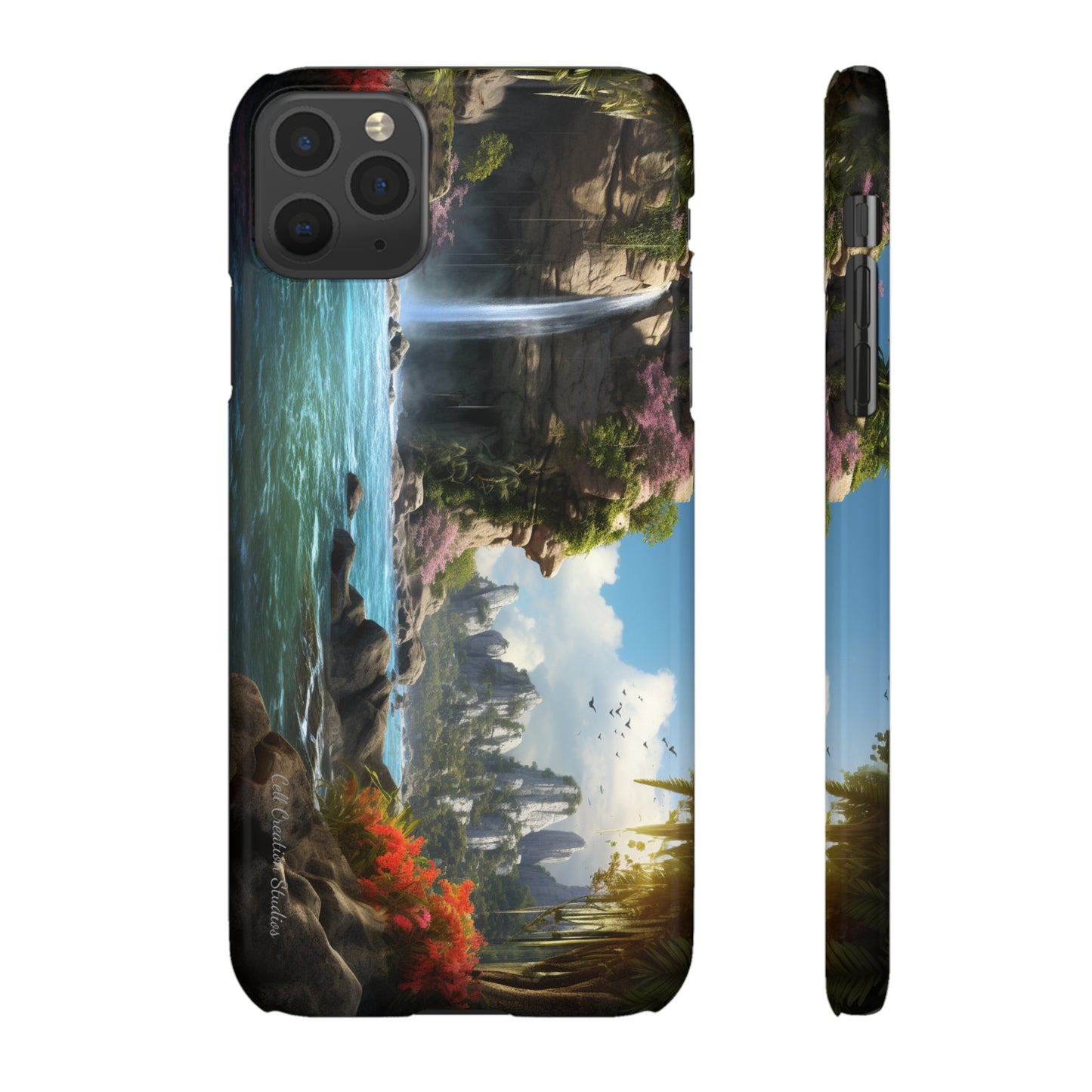 Introducing the "Nature's Cascade" Cell Phone Case – Capture Majestic Beauty with Rock Cliffs and Waterfall! -Snap Cases