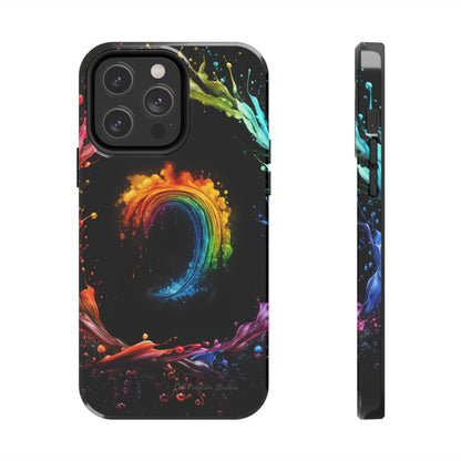 "Vibrant Swirls Painted on Black" Cell Phone Case -Tough Phone Cases