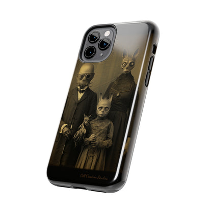 Introducing the "Vintage Odd Creatures" Cell Phone Case – Step into the Eerie Charm of a Haunting Family Portrait -Tough Phone Cases