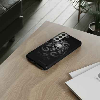 Introducing the "Monochrome Skull and Snakes" Cell Phone Case – A Bold Statement in Black and White -Tough Cases