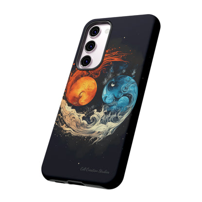 "Harmony in Contrast: Orange and Blue Yin and Yang" Phone Case -Tough Cases