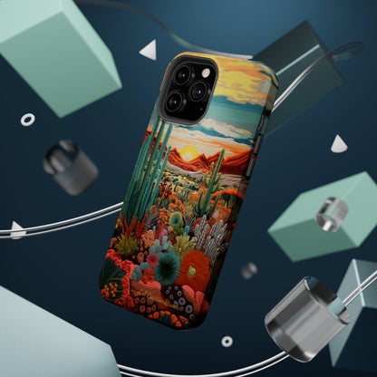 "Desert Bloom Embroidery" -MagSafe Tough iPhone Cases