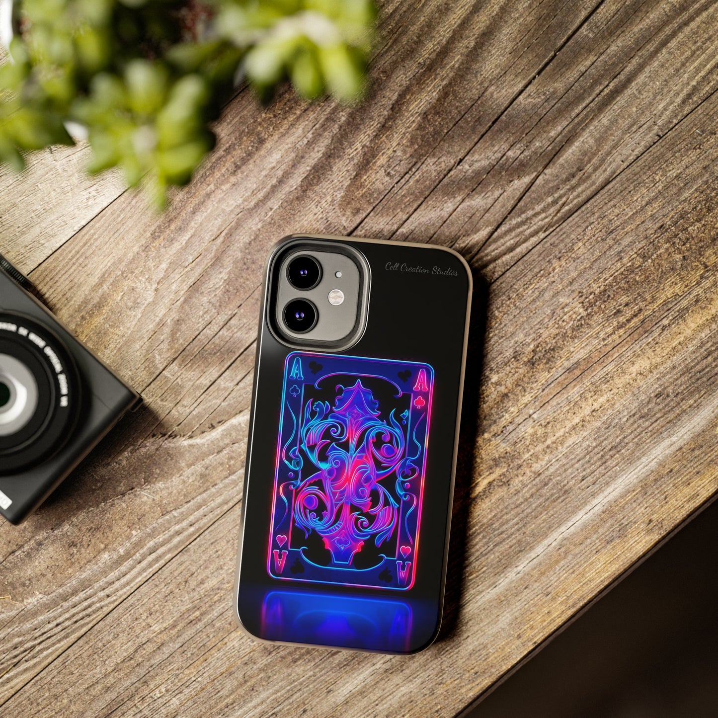 Introducing the "Neon Ace of Hearts" Cell Phone Case – Elevate Your Style with a Dazzling Card -Tough Phone Cases