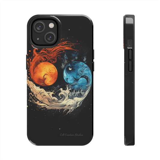 "Harmony in Contrast: Orange and Blue Yin and Yang Phone Case" -Tough Phone Cases