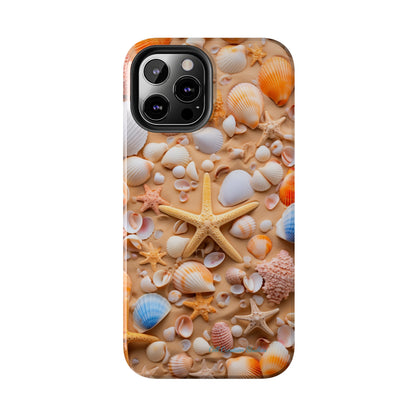 "Seaside Serenity Phone Case: Starfish and Seashells" -Tough Phone Cases