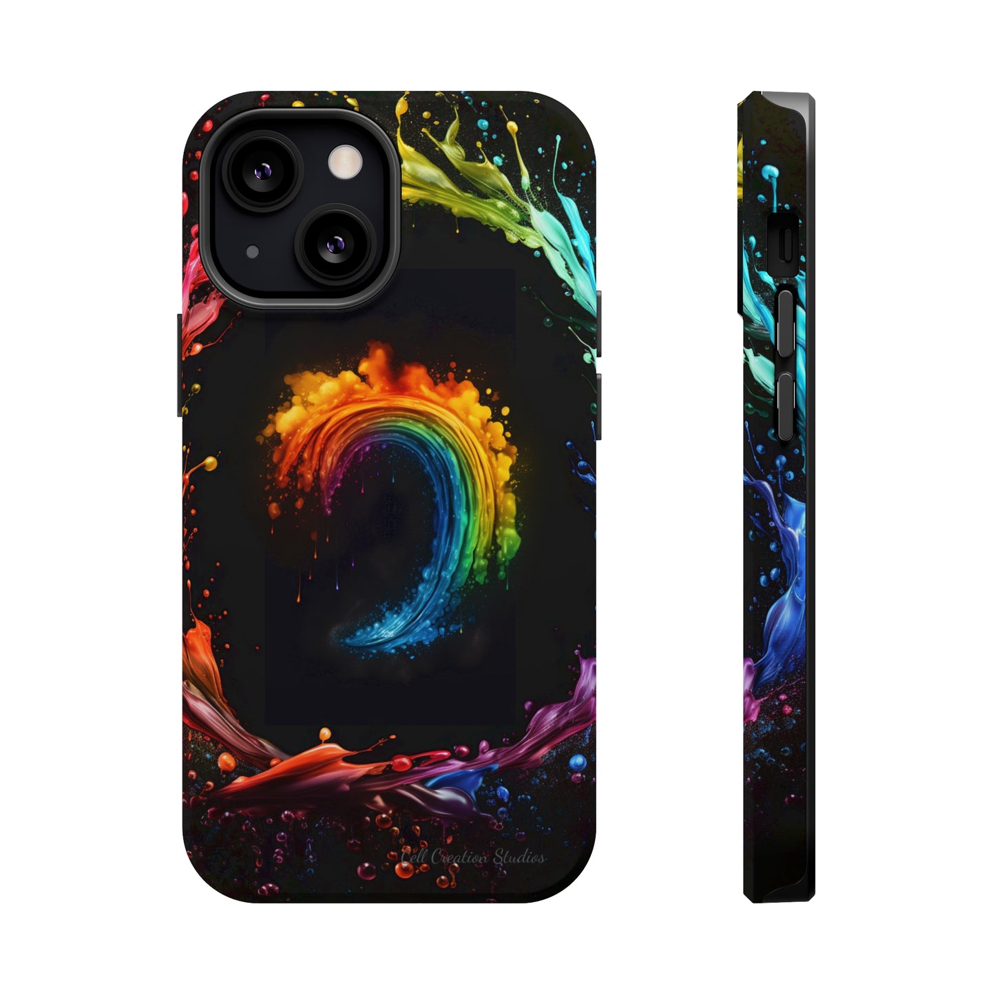 "Vibrant Swirls Painted on Black" Cell Phone Case -MagSafe Tough Cases