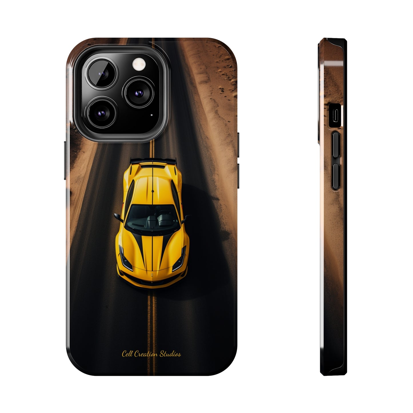 Introducing the "Desert Speedster" Cell Phone Case – Feel the Thrill of a Ferrari Racing through the Desert! -Tough Phone Cases