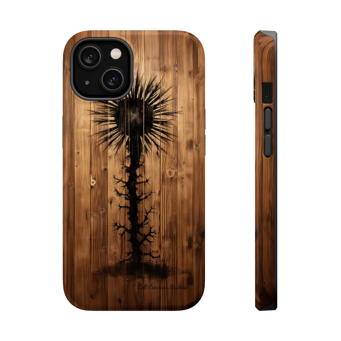 "Desert Plant on Wood Themed Phone Case: Embrace Nature's Beauty" -MagSafe Tough Cases