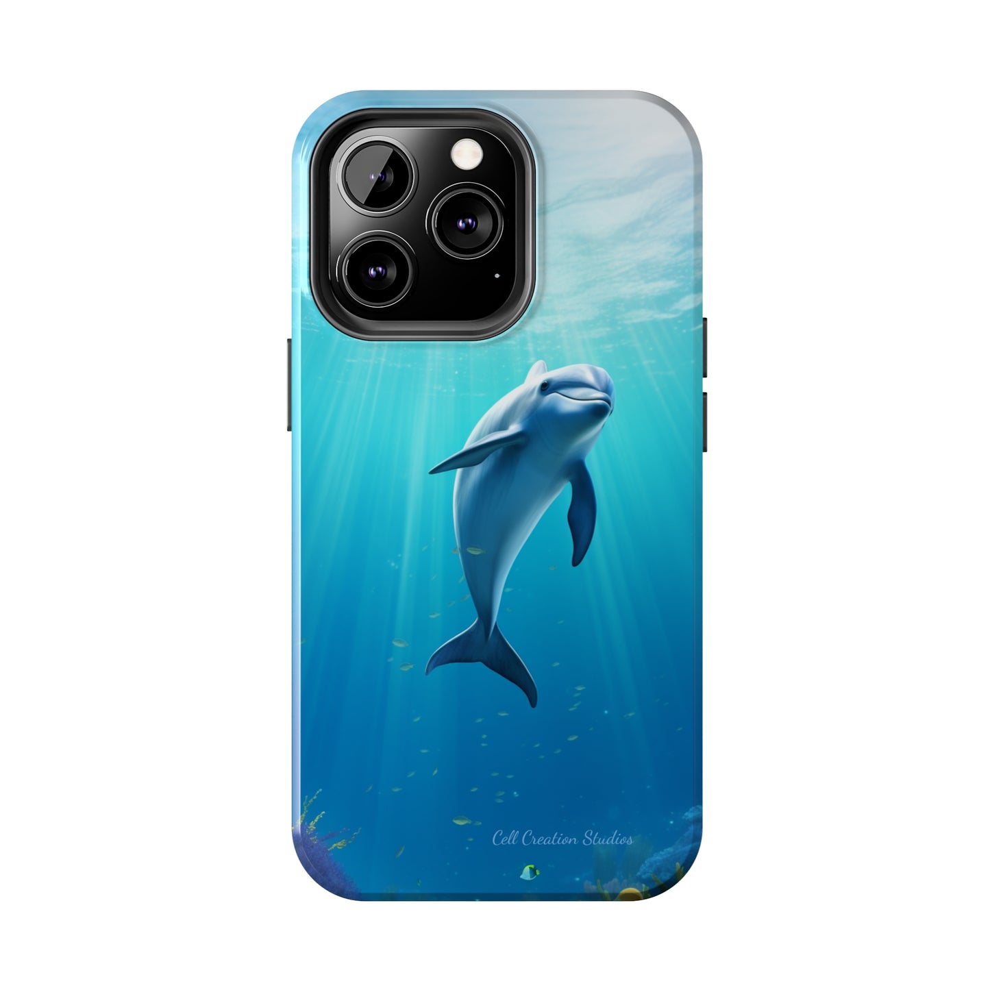 Introducing the "Dolphin Serenity" Cell Phone Case – Dive into Tranquility with a Graceful Dolphin -Tough Phone Cases