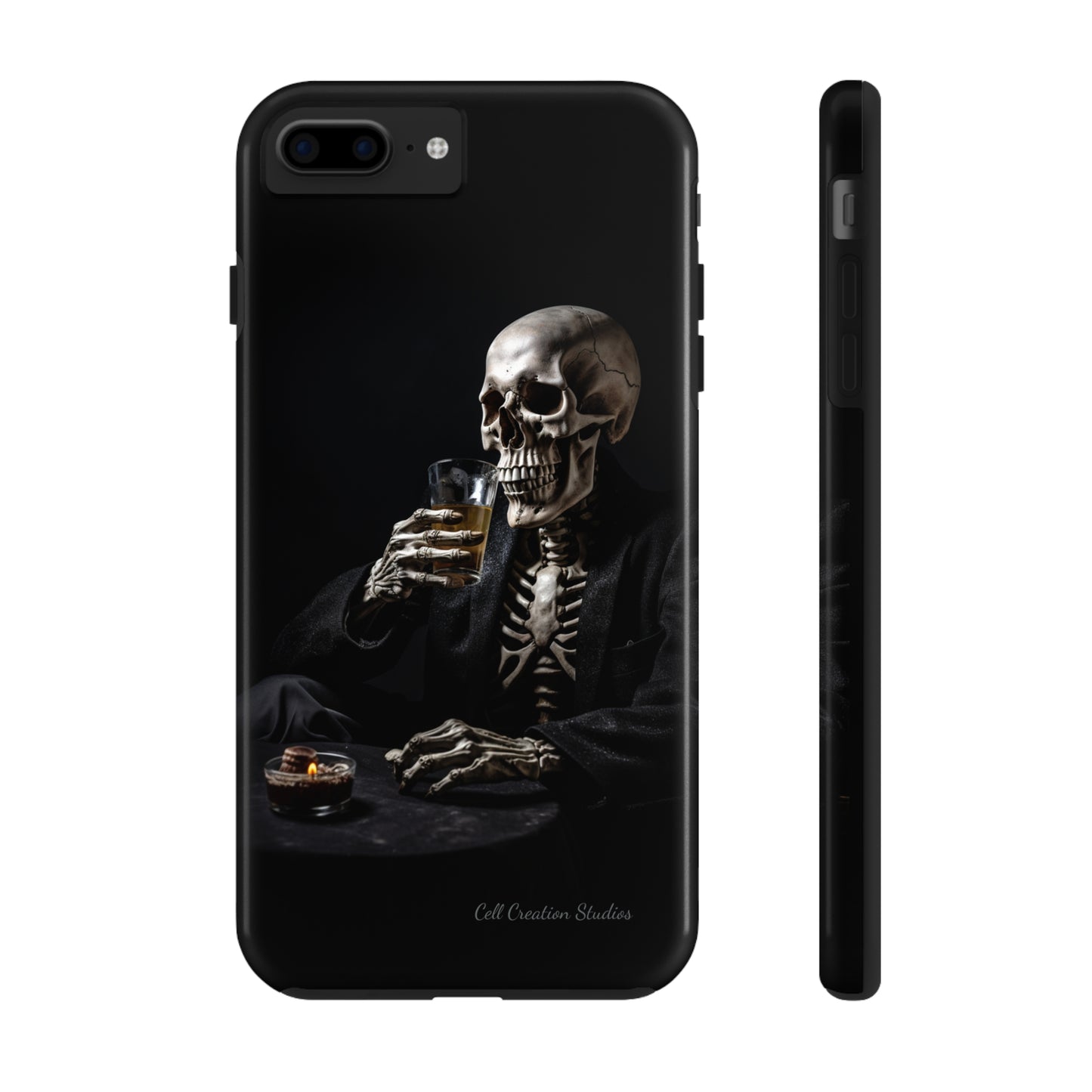 "Embrace the Dark Side with Our Skeleton Drinking Phone Case" -Tough Phone Cases