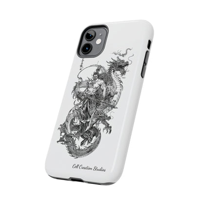 "Samurai and Dragon Sketch" -Tough iPhone Cases