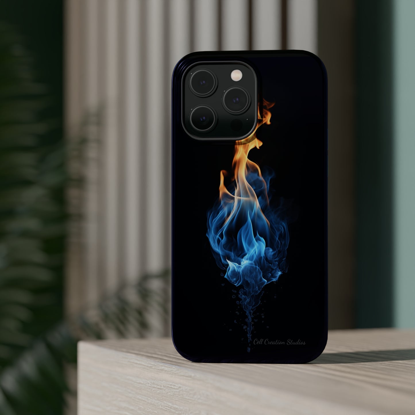 "Elegant Blue and Orange Flame" Phone Case: Ignite Your Style -MagSafe Tough Cases