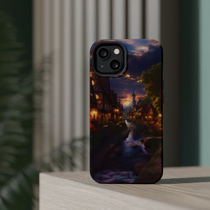 Introducing the "Riverside Serenity" Cell Phone Case – Embrace Peace with a Tranquil Town and Flowing River -MagSafe Tough Cases