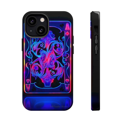 Introducing the "Neon Ace of Hearts" Cell Phone Case – Elevate Your Style with a Dazzling Card -MagSafe Tough Cases