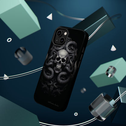 Introducing the "Monochrome Skull and Snakes" Cell Phone Case – A Bold Statement -MagSafe Tough Cases