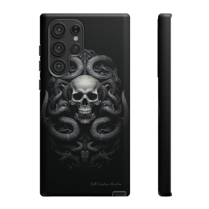 Introducing the "Monochrome Skull and Snakes" Cell Phone Case – A Bold Statement in Black and White -Tough Cases