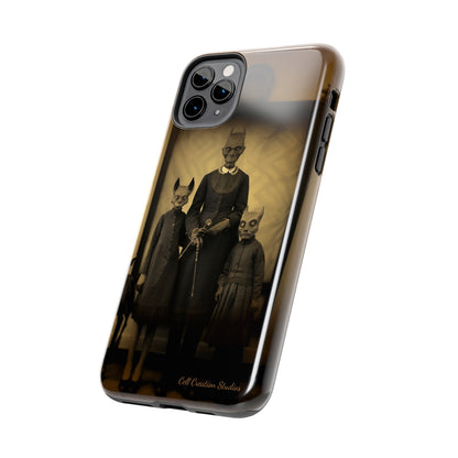 Introducing the "Vintage Odd Creatures" Cell Phone Case – Step into the Eerie Charm of a Haunting Family Portrait -Tough Phone Cases