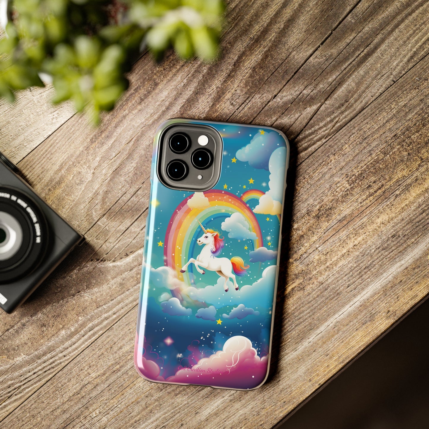 Introducing the "Rainbow Soar" Cell Phone Case – Embark on a Whimsical Journey with a Flying Unicorn -Tough Phone Cases