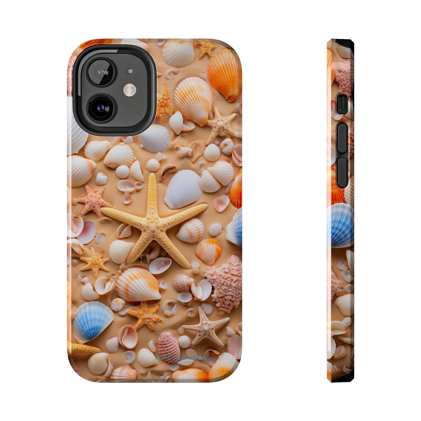 "Seaside Serenity Phone Case: Starfish and Seashells" -Tough Phone Cases