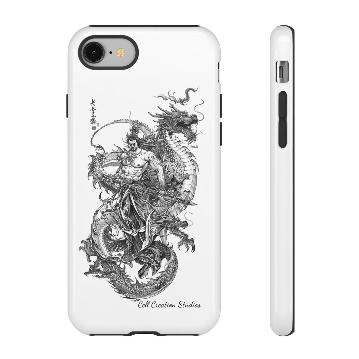 "Samurai and Dragon Sketch" -Tough iPhone Cases