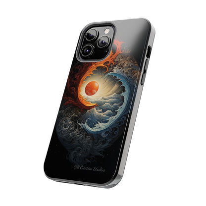 "Dual Elements Clash: Fire and Water Abstract" Phone Case -Tough Phone Cases