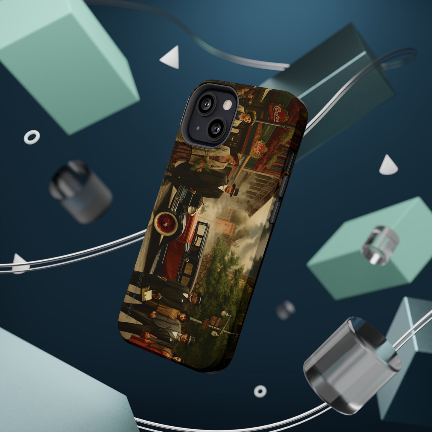 Introducing the "1920s Americana Revival" Cell Phone Case – Step into Nostalgic Elegance with a Vintage Street Scene! -MagSafe Tough Cases