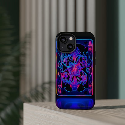 Introducing the "Neon Ace of Hearts" Cell Phone Case – Elevate Your Style with a Dazzling Card -MagSafe Tough Cases