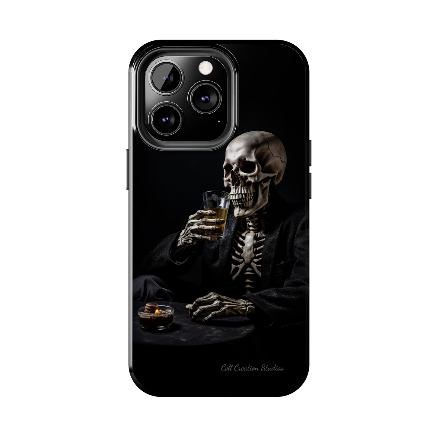 "Embrace the Dark Side with Our Skeleton Drinking Phone Case" -Tough Phone Cases