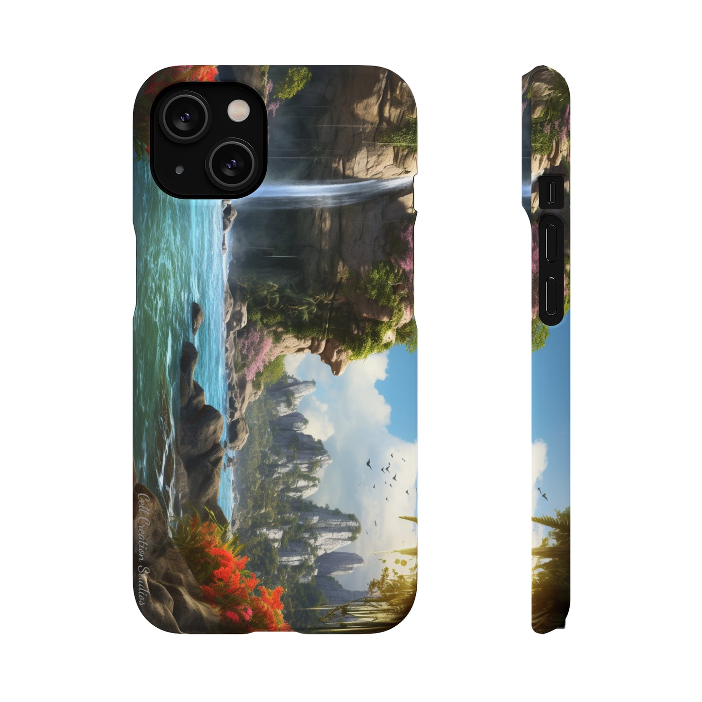 Introducing the "Nature's Cascade" Cell Phone Case – Capture Majestic Beauty with Rock Cliffs and Waterfall! -Snap Cases