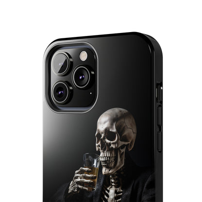 "Embrace the Dark Side with Our Skeleton Drinking Phone Case" -Tough Phone Cases